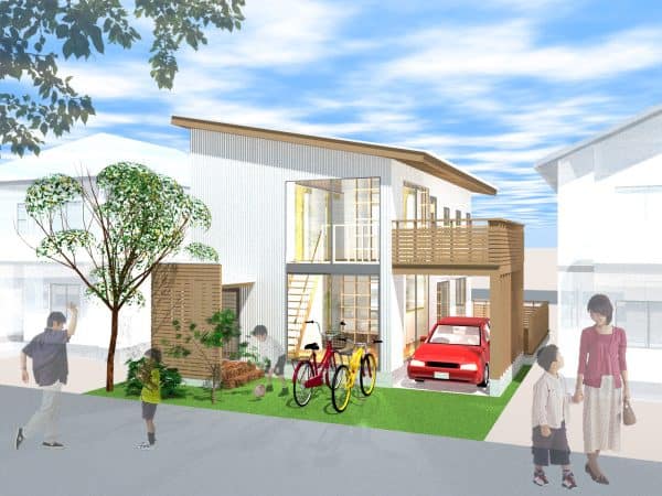片流れ屋根の住宅
